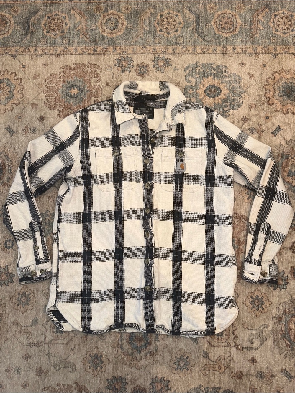 Carhartt Women’s White & Black Flannel Button-Front Shirt